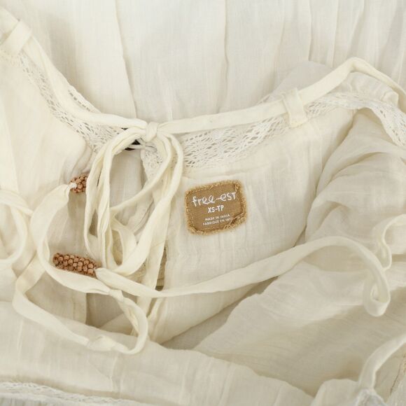 Free People Free-est Beachy Boheme Tunic Mini Dress Lace Cami Ruffle XS 283542 - Picture 7 of 7